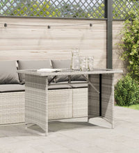 Gartentisch mit Glasplatte Hellgrau 110x68x70 cm Poly Rattan