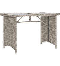 Gartentisch mit Glasplatte Hellgrau 110x68x70 cm Poly Rattan