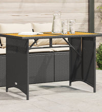 Gartentisch mit Holzplatte Schwarz 110x68x70 cm Poly Rattan