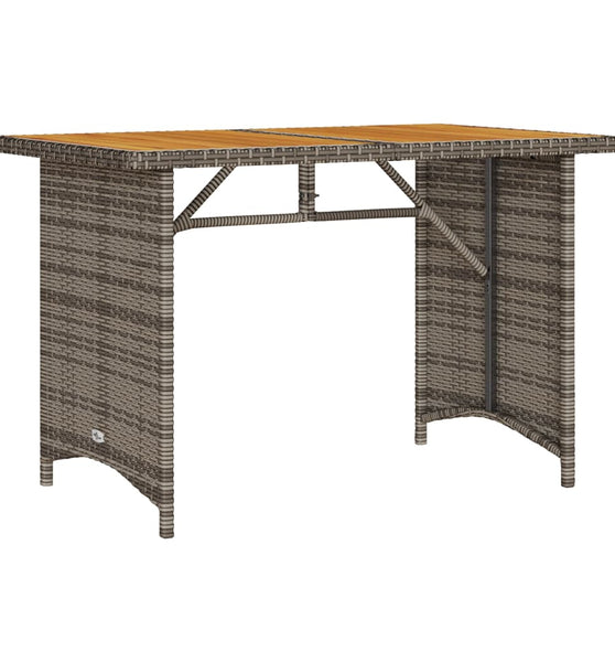 Gartentisch mit Holzplatte Grau 110x68x70 cm Poly Rattan