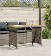 Gartentisch mit Holzplatte Grau 110x68x70 cm Poly Rattan