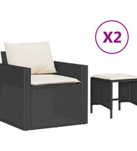 4-tlg. Garten-Sofagarnitur mit Kissen Schwarz Poly Rattan