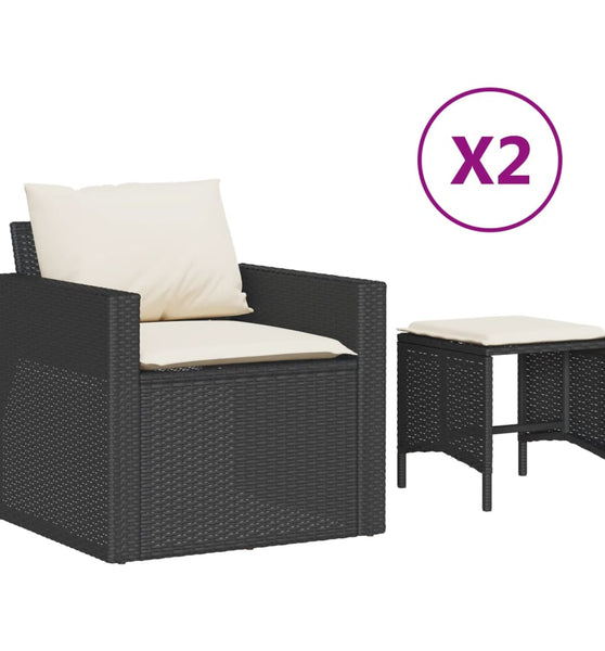 4-tlg. Garten-Sofagarnitur mit Kissen Schwarz Poly Rattan