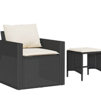 4-tlg. Garten-Sofagarnitur mit Kissen Schwarz Poly Rattan