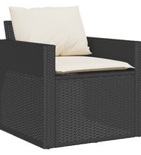 4-tlg. Garten-Sofagarnitur mit Kissen Schwarz Poly Rattan