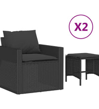 4-tlg. Garten-Sofagarnitur mit Kissen Schwarz Poly Rattan