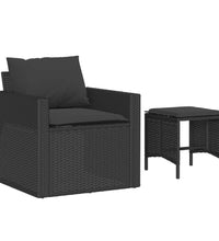 4-tlg. Garten-Sofagarnitur mit Kissen Schwarz Poly Rattan