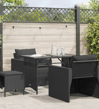 4-tlg. Garten-Sofagarnitur mit Kissen Schwarz Poly Rattan