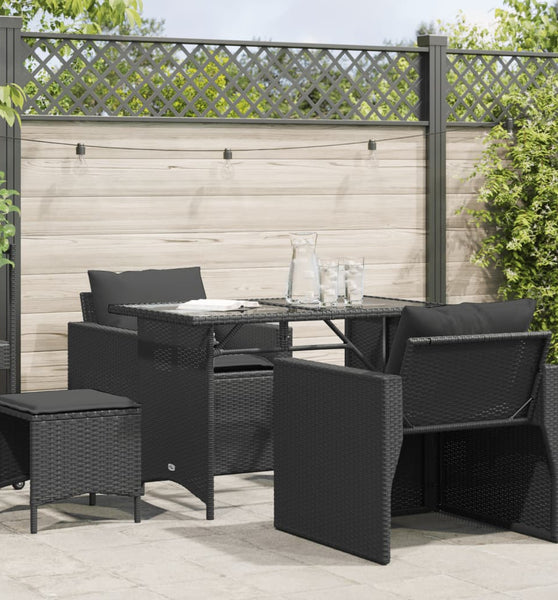4-tlg. Garten-Sofagarnitur mit Kissen Schwarz Poly Rattan