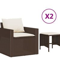 4-tlg. Garten-Sofagarnitur mit Kissen Braun Poly Rattan