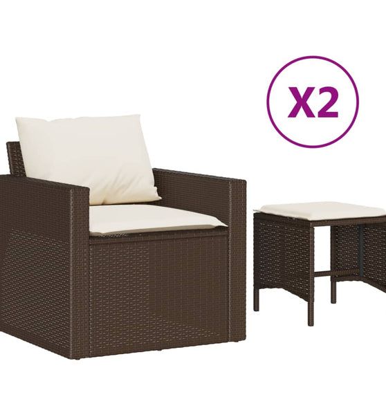 4-tlg. Garten-Sofagarnitur mit Kissen Braun Poly Rattan