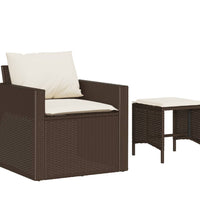 4-tlg. Garten-Sofagarnitur mit Kissen Braun Poly Rattan