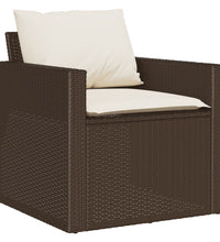 4-tlg. Garten-Sofagarnitur mit Kissen Braun Poly Rattan