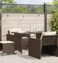 4-tlg. Garten-Sofagarnitur mit Kissen Braun Poly Rattan