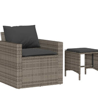 4-tlg. Garten-Sofagarnitur mit Kissen Grau Poly Rattan