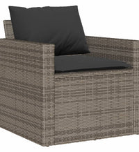 4-tlg. Garten-Sofagarnitur mit Kissen Grau Poly Rattan