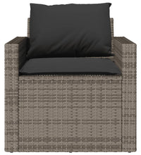 4-tlg. Garten-Sofagarnitur mit Kissen Grau Poly Rattan