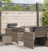 4-tlg. Garten-Sofagarnitur mit Kissen Grau Poly Rattan