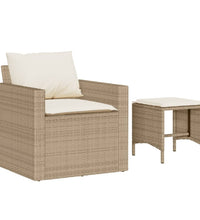 4-tlg. Garten-Sofagarnitur mit Kissen Beige Poly Rattan
