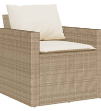 4-tlg. Garten-Sofagarnitur mit Kissen Beige Poly Rattan