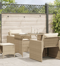 4-tlg. Garten-Sofagarnitur mit Kissen Beige Poly Rattan
