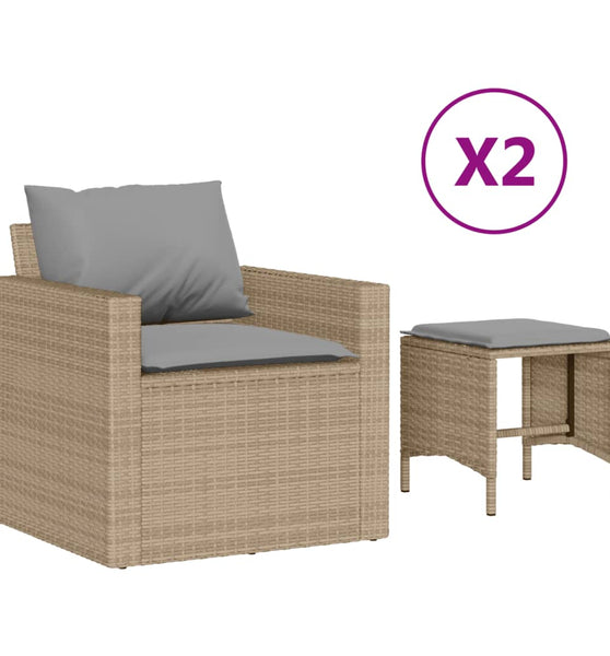 4-tlg. Garten-Sofagarnitur mit Kissen Beige Poly Rattan