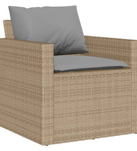 4-tlg. Garten-Sofagarnitur mit Kissen Beige Poly Rattan