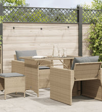 4-tlg. Garten-Sofagarnitur mit Kissen Beige Poly Rattan