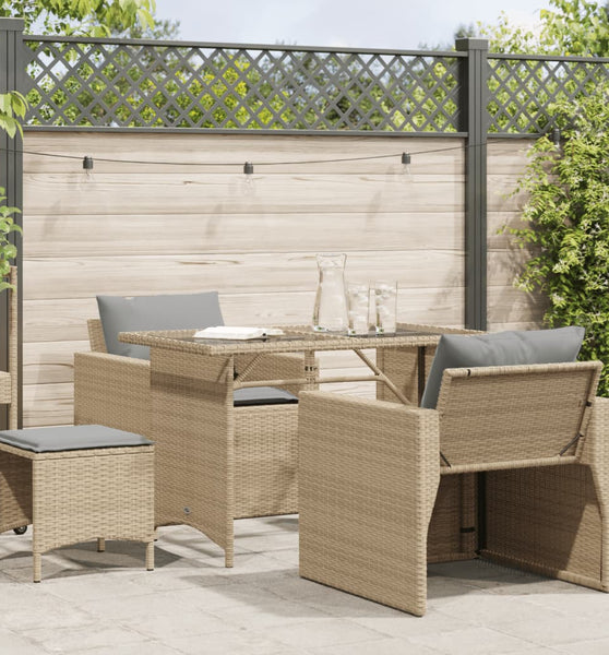 4-tlg. Garten-Sofagarnitur mit Kissen Beige Poly Rattan