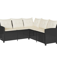 L-förmiges Couchsofa mit Kissen Schwarzes Polyrattan