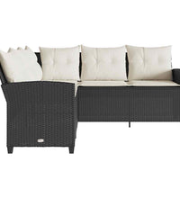 L-förmiges Couchsofa mit Kissen Schwarzes Polyrattan