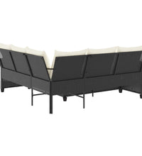 L-förmiges Couchsofa mit Kissen Schwarzes Polyrattan