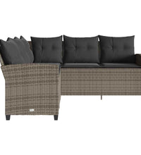 L-förmiges Couchsofa mit Kissen Graues Polyrattan