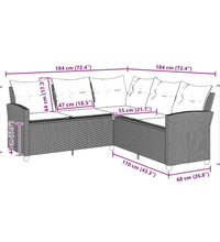 L-förmiges Couchsofa mit Kissen Graues Polyrattan