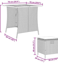 5-tlg. Garten-Essgruppe mit Kissen Grau Poly Rattan