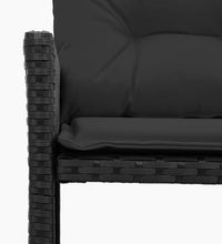 Gartensofa in L-Form mit Tisch und Kissen Schwarz Poly Rattan