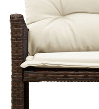 Gartensofa in L-Form mit Tisch und Kissen Braun Poly Rattan