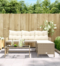 Gartensofa in L-Form mit Tisch und Kissen Beige Poly Rattan