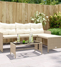 Gartensofa in L-Form mit Tisch und Kissen Beige Poly Rattan