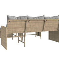 Gartensofa in L-Form mit Tisch und Kissen Beige Poly Rattan