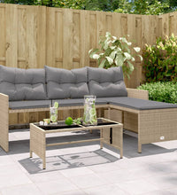 Gartensofa in L-Form mit Tisch und Kissen Beige Poly Rattan