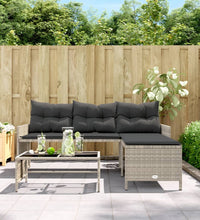 Gartensofa in L-Form mit Tisch und Kissen Hellgrau Poly Rattan