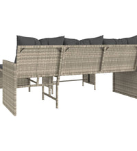 Gartensofa in L-Form mit Tisch und Kissen Hellgrau Poly Rattan