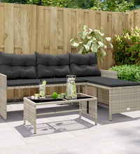 Gartensofa in L-Form mit Tisch und Kissen Hellgrau Poly Rattan