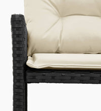 Gartensofa in L-Form mit Tisch und Kissen Schwarz Poly Rattan