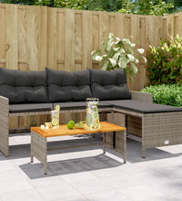 Gartensofa in L-Form mit Tisch und Kissen Grau Poly Rattan