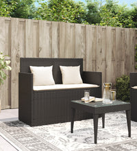 Gartenbank mit Kissen Schwarz Poly Rattan