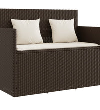 Gartenbank mit Kissen Braun Poly Rattan