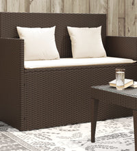 Gartenbank mit Kissen Braun Poly Rattan