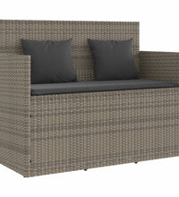 Gartenbank mit Kissen Grau Poly Rattan